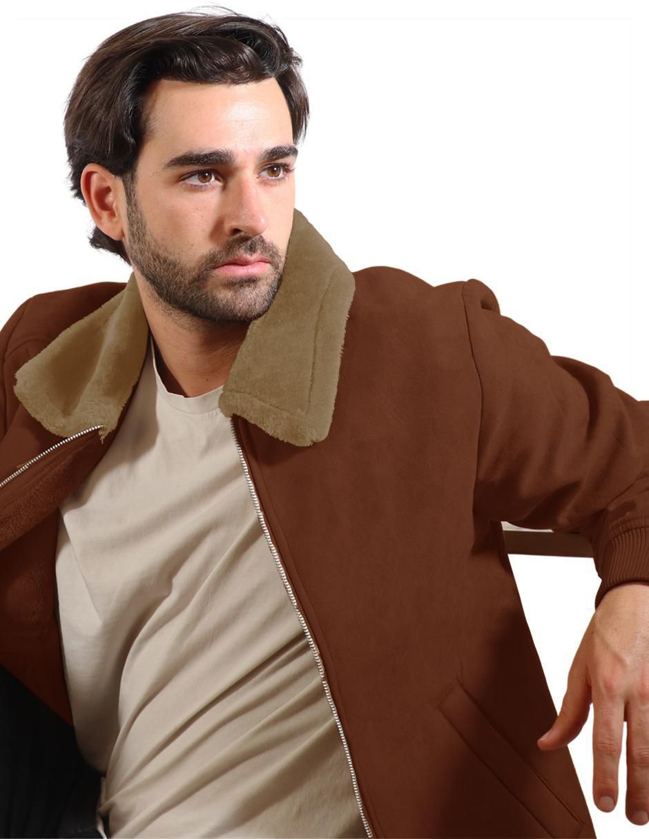 Chamarra casual Roosevelt de gamuza con bolsillos para hombre