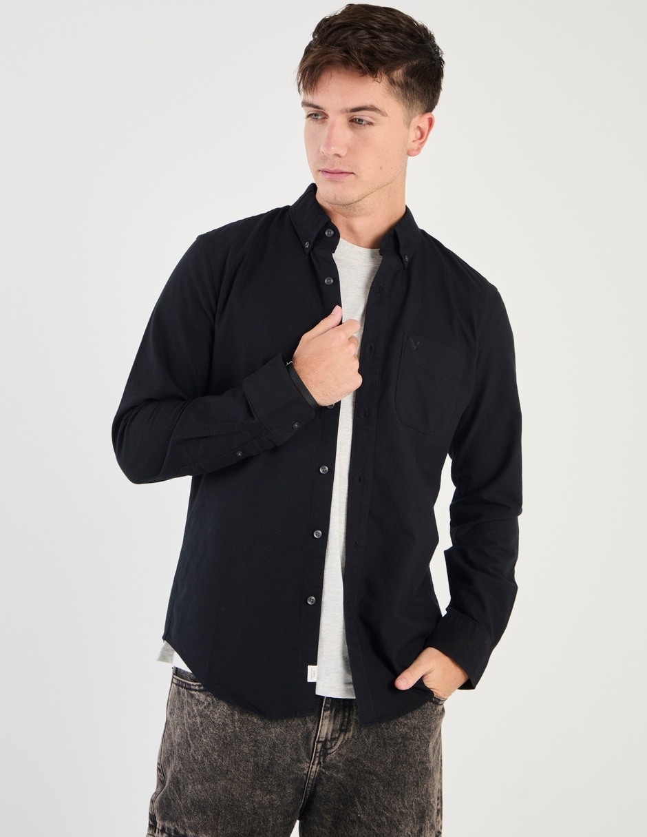 Camisa casual de algodón manga larga para hombre Camisa casual de algodón manga larga para hombre