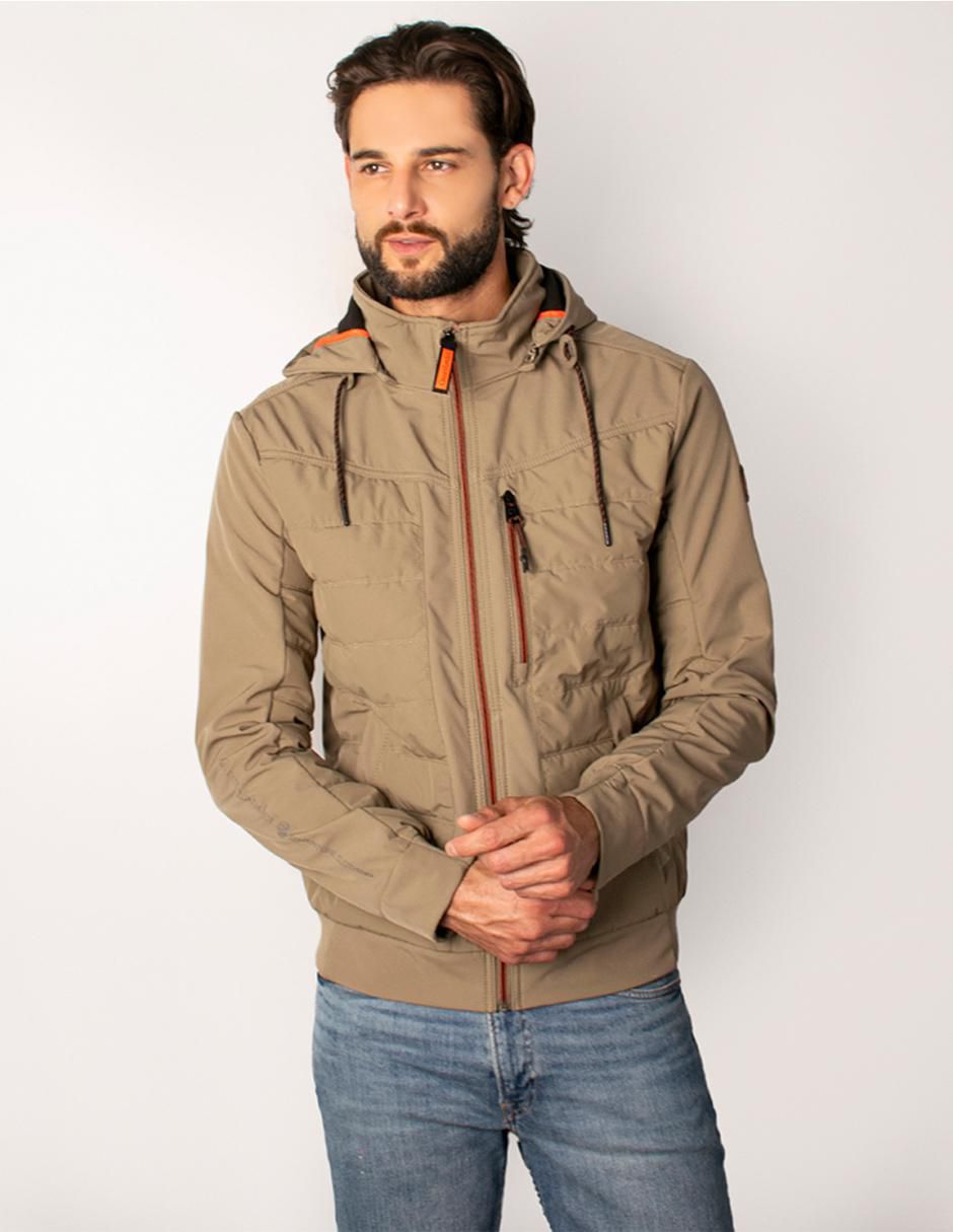 Chamarra acolchada capucha desmontable para hombre