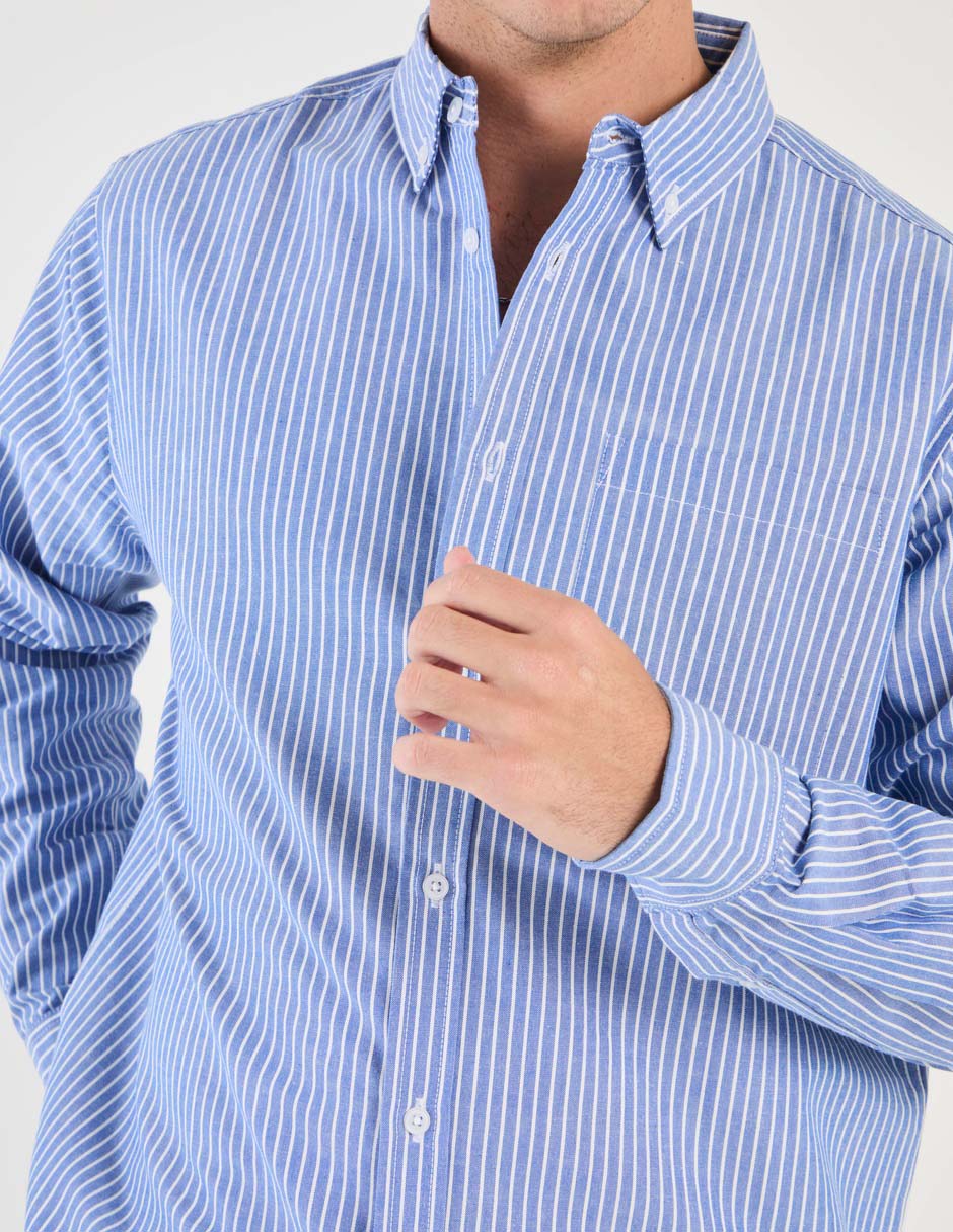 Camisa casual de algodón manga larga para hombre