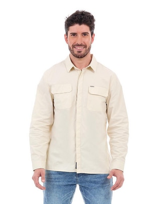 Camisa casual de algodón manga larga para hombre
