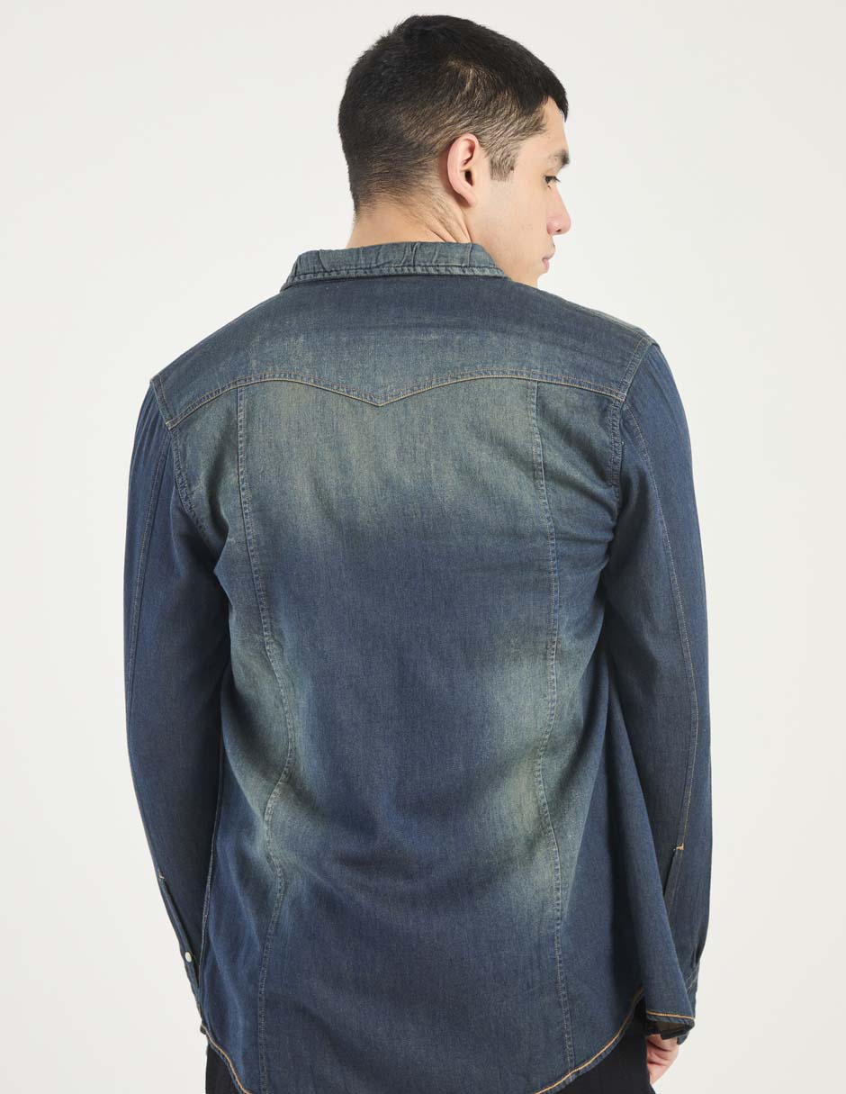 Sobrecamisa casual de algodón manga larga para hombre 5