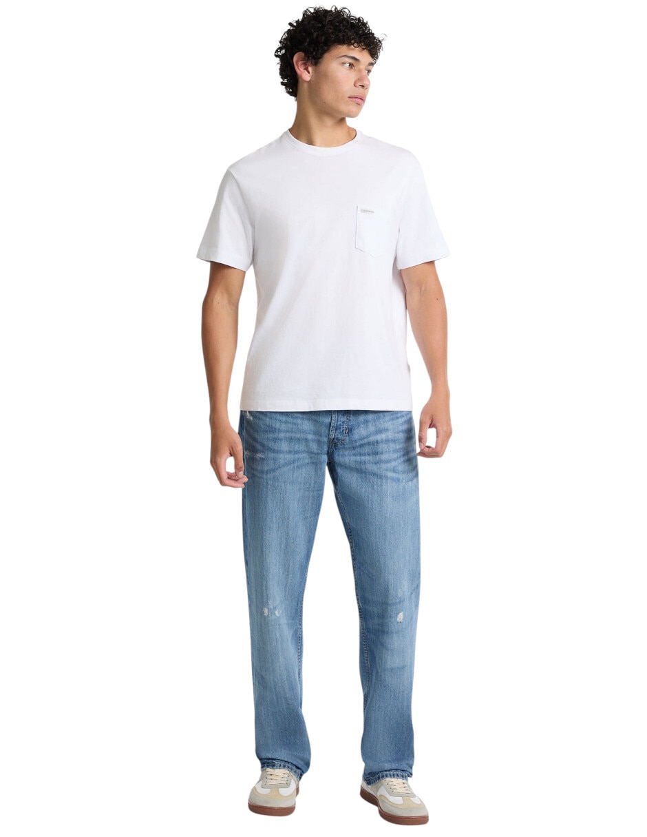 Jeans straight deslavado para hombre 2