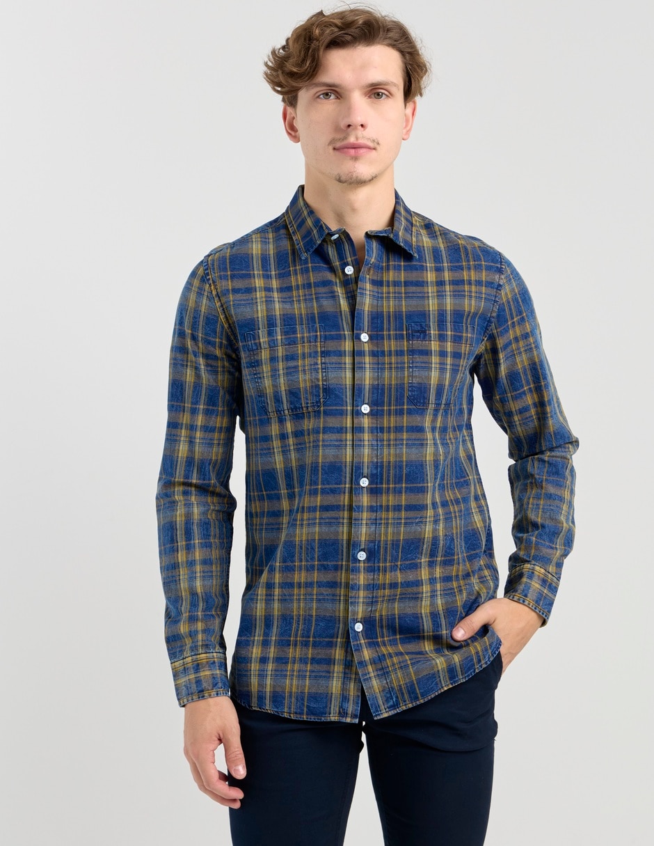 Camisa casual de algodón manga larga para hombre Camisa casual de algodón manga larga para hombre