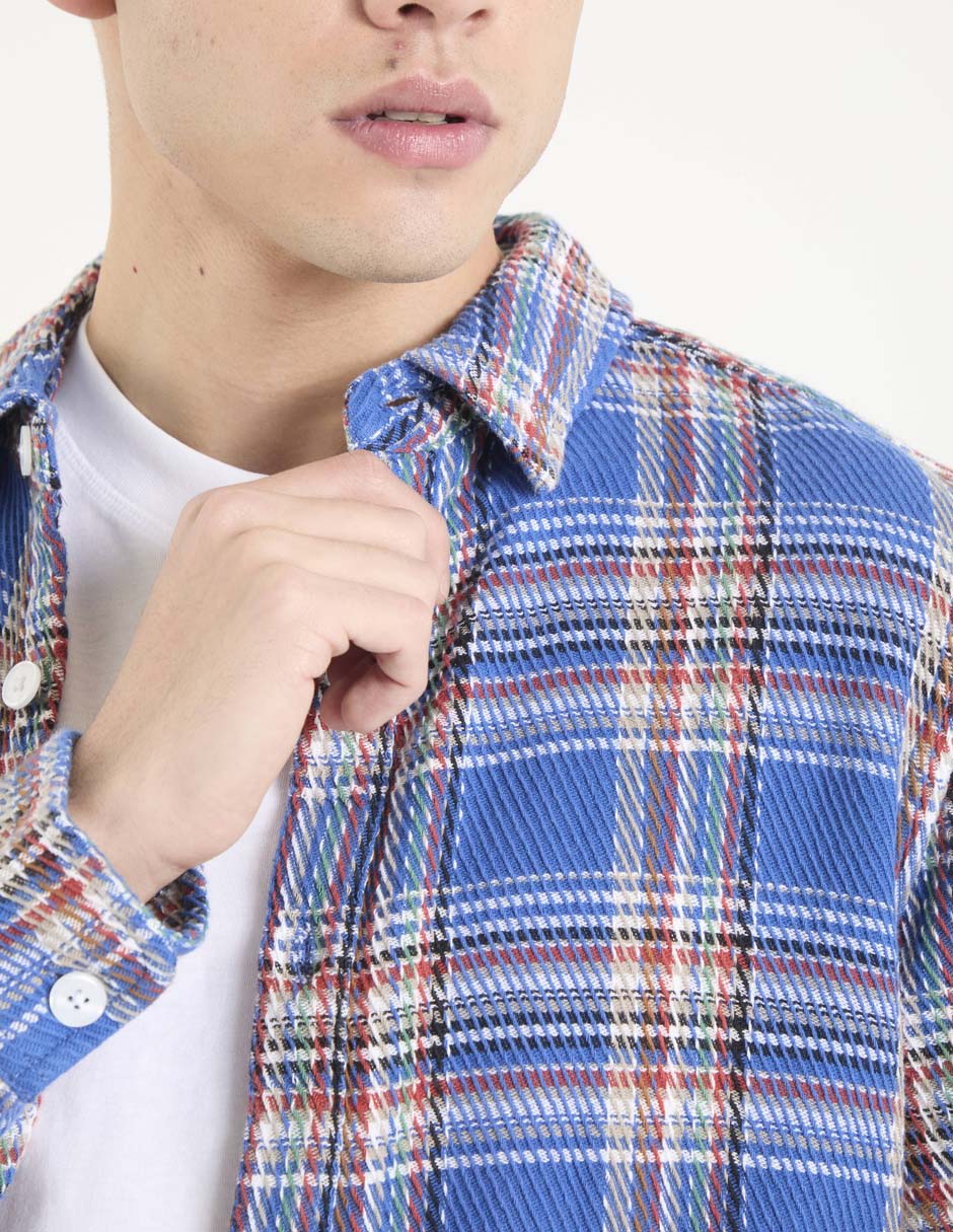 Camisa casual de algodón manga larga para hombre