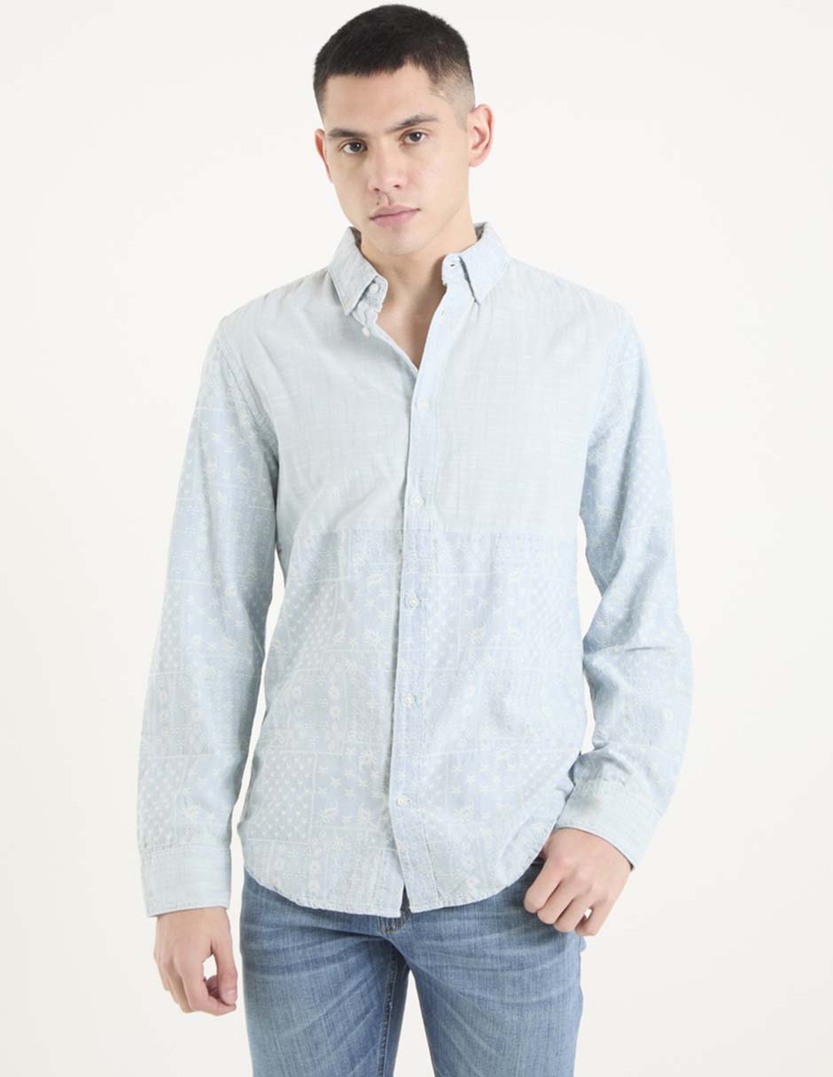 Camisa de vestir de algodón manga larga para hombre Camisa de vestir de algodón manga larga para hombre