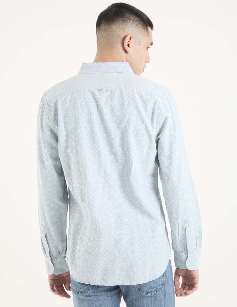 Camisa de vestir de algodón manga larga para hombre 4