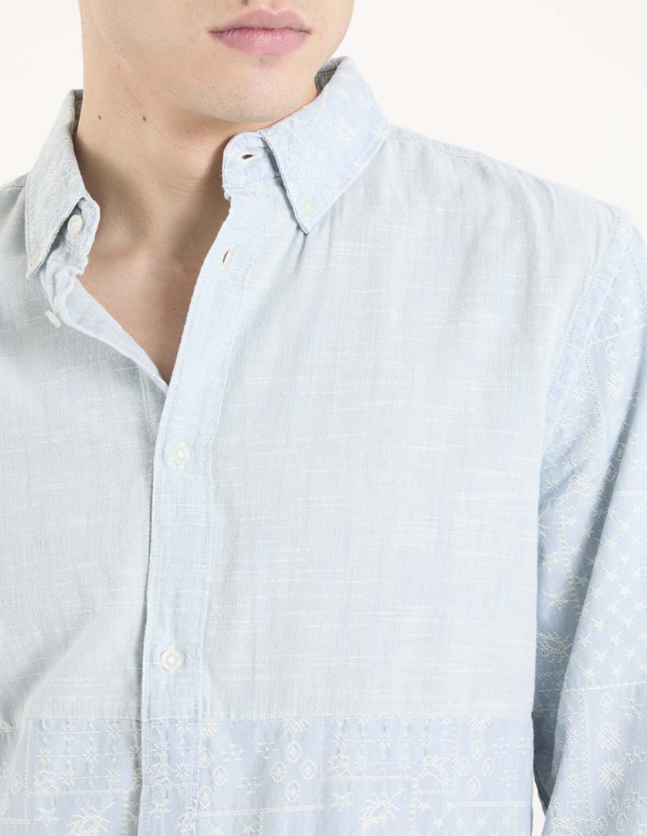Camisa de vestir de algodón manga larga para hombre 2