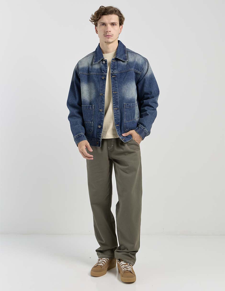 Chamarra denim con bolsillos para hombre 3