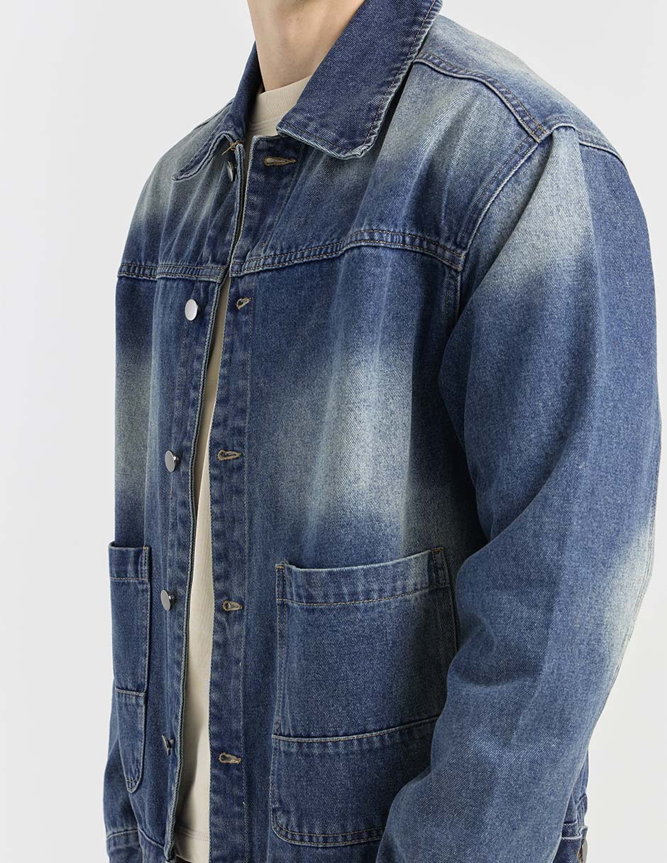 Chamarra denim con bolsillos para hombre 4