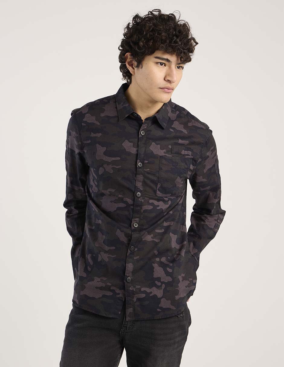 Camisa casual de algodón manga larga para hombre Camisa casual de algodón manga larga para hombre