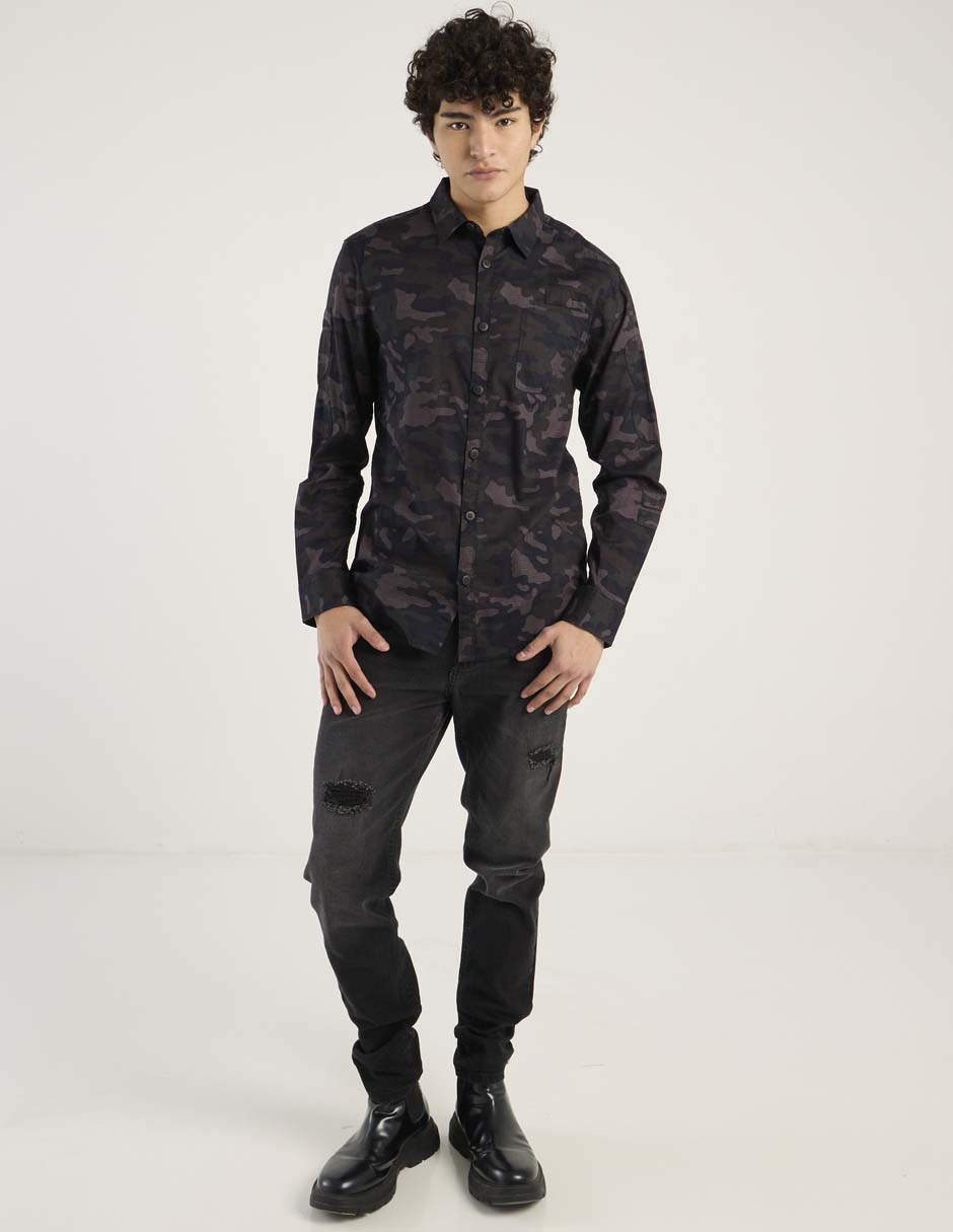 Camisa casual de algodón manga larga para hombre 4