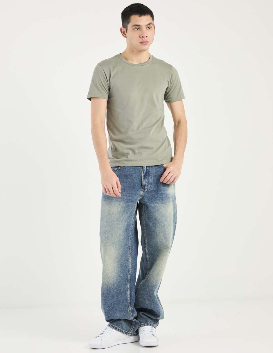 Jeans straight deslavado para hombre 6