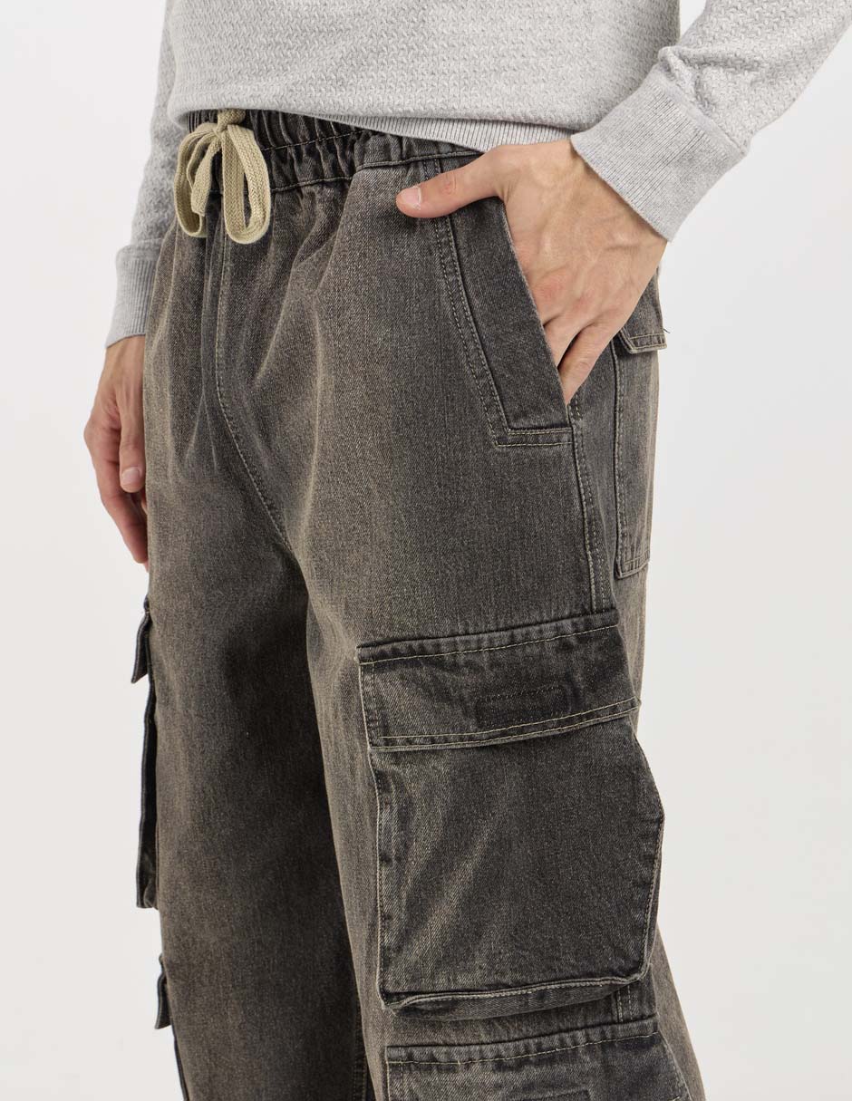 Pantalón cargo regular de algodón para hombre