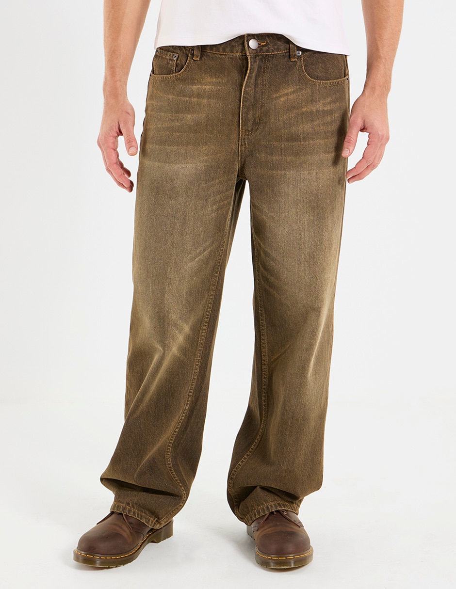 Jeans straight deslavado para hombre 1