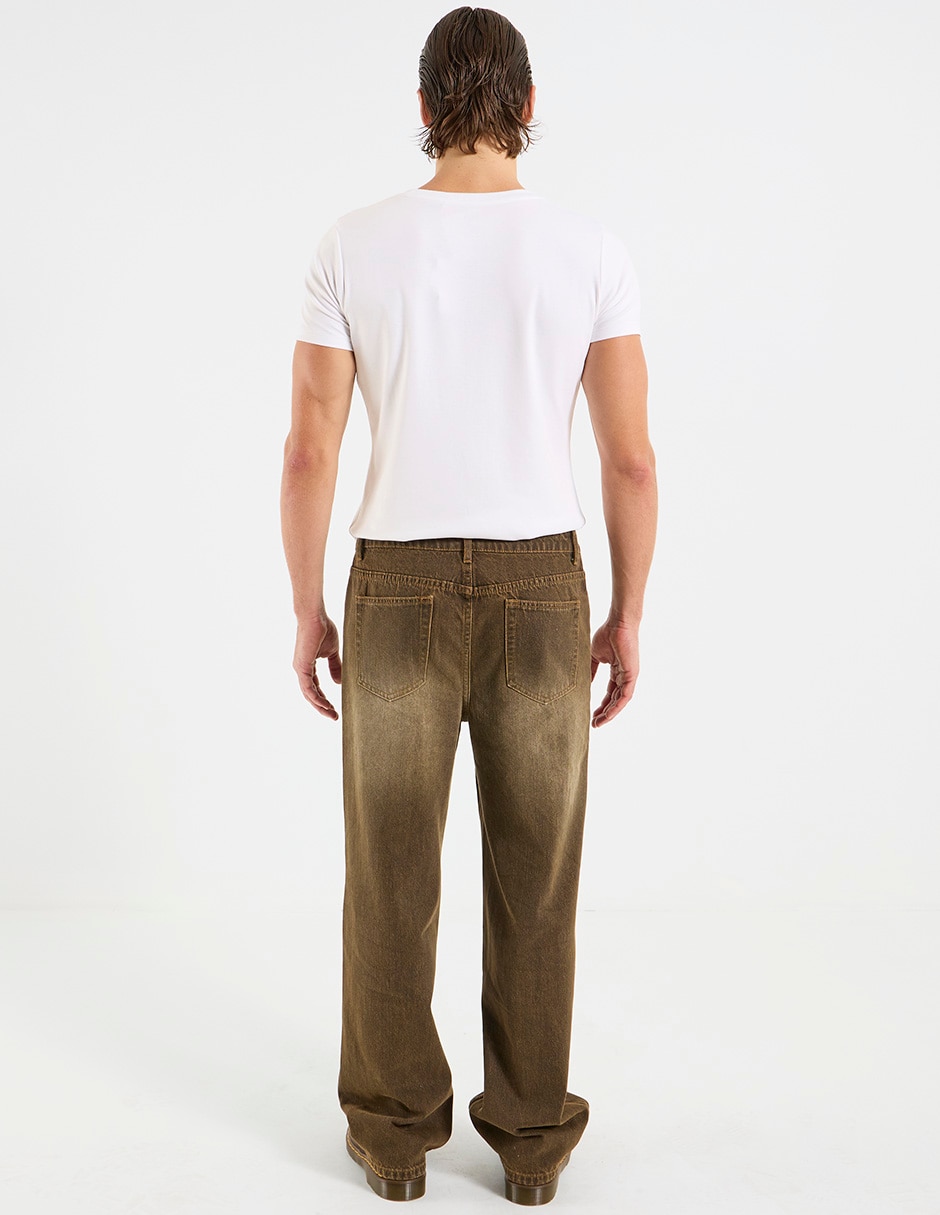 Jeans straight deslavado para hombre 5