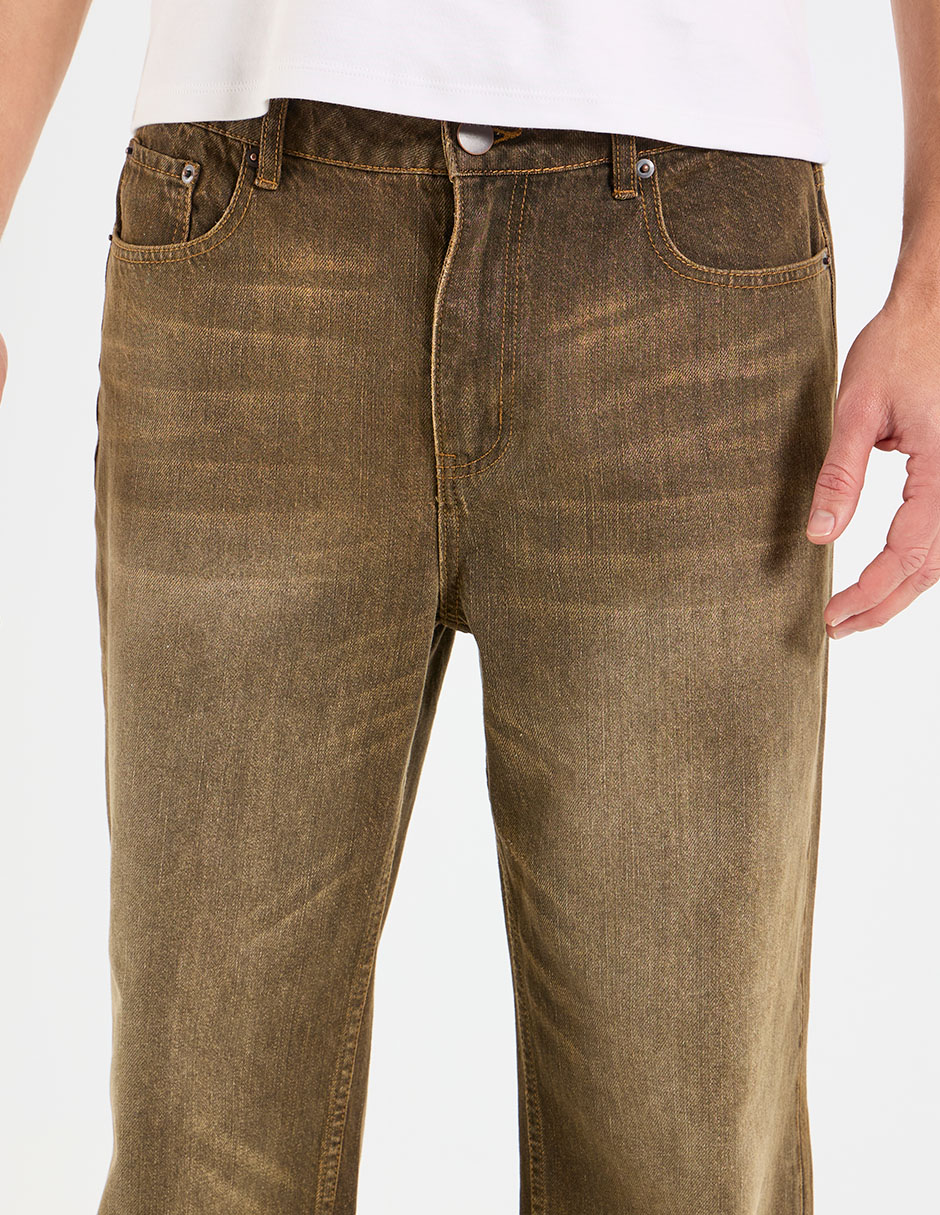 Jeans straight deslavado para hombre 7