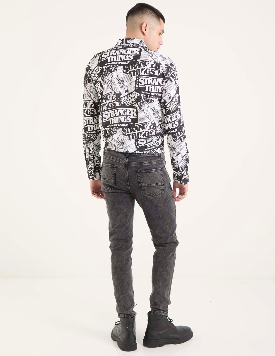 Jeans skinny lavado acid wash para hombre 5