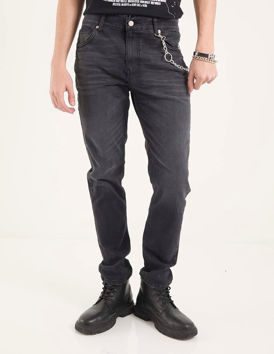Jeans skinny lavado obscuro para hombre 1