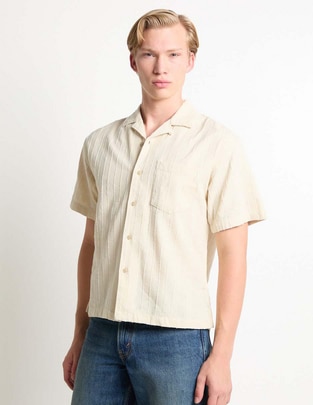 Camisa casual de algodón manga corta para hombre