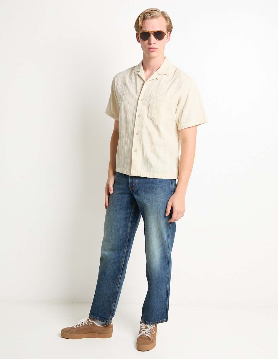 Camisa casual de algodón manga corta para hombre