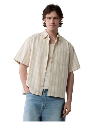 Camisa casual de algodón manga corta para hombre