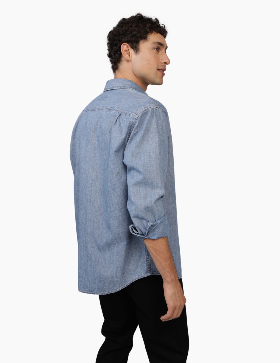 Camisa casual de algodón manga larga para hombre