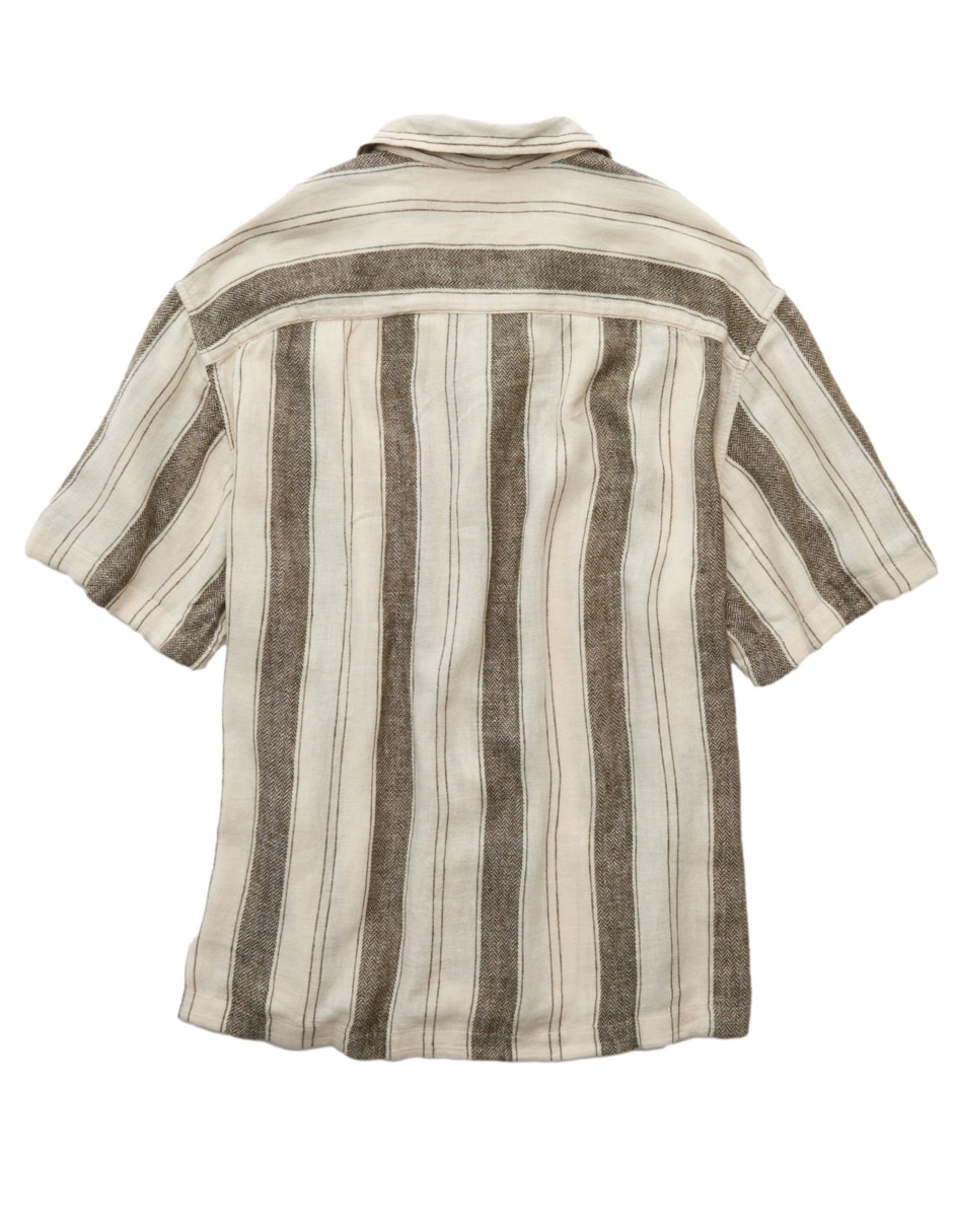 Camisa casual American Eagle de lino manga corta para hombre
