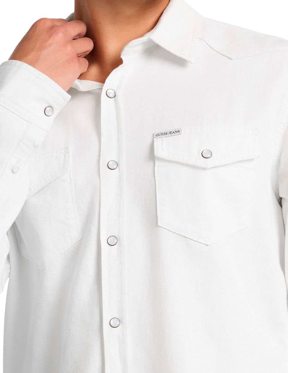 Camisa casual Guess Jeans de algodón manga larga para hombre