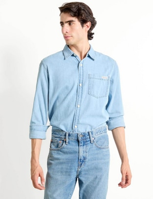 Camisa casual de algodón manga larga para hombre Camisa casual de algodón manga larga para hombre