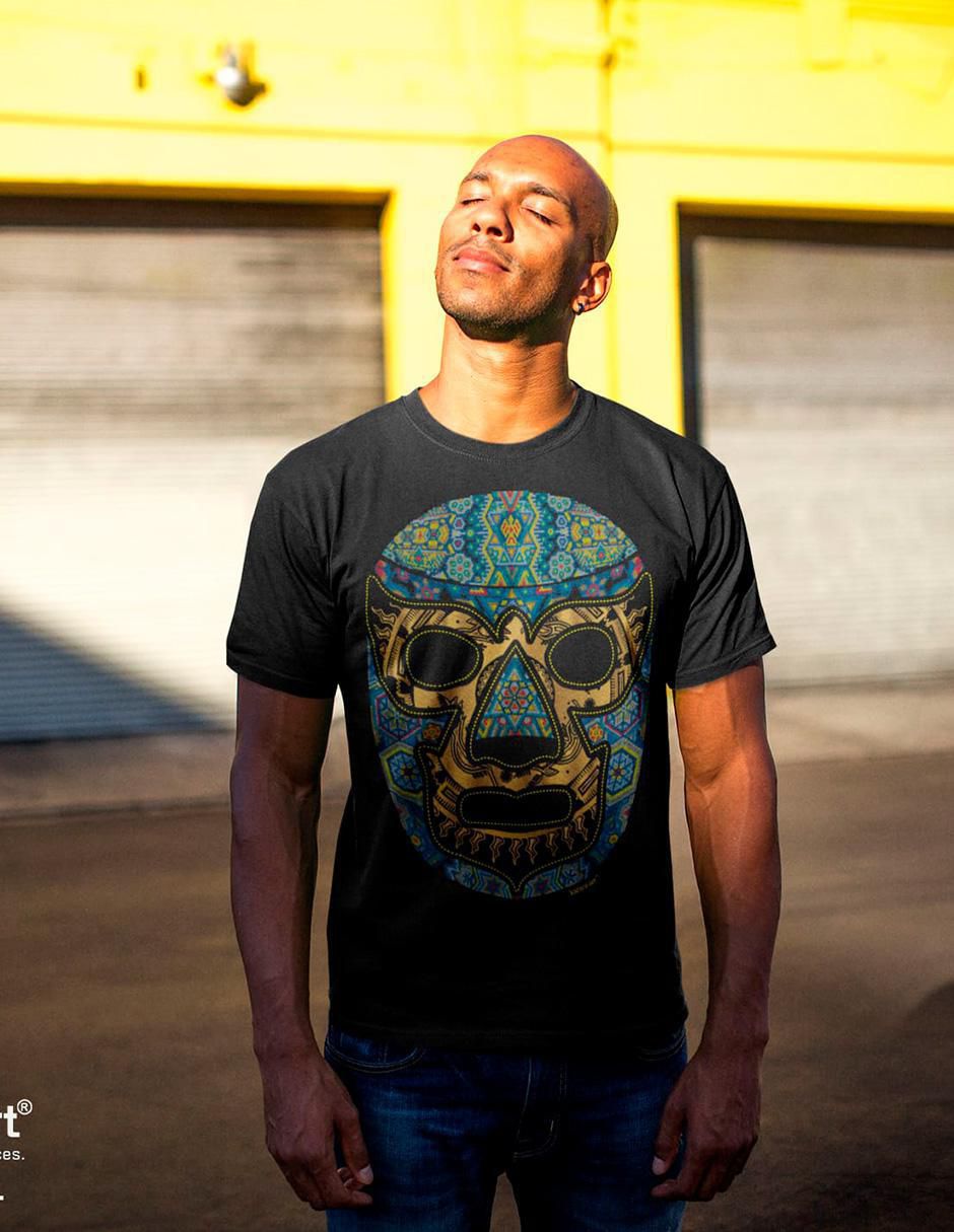 Playera luchol cultura mexicana cuello redondo para hombre