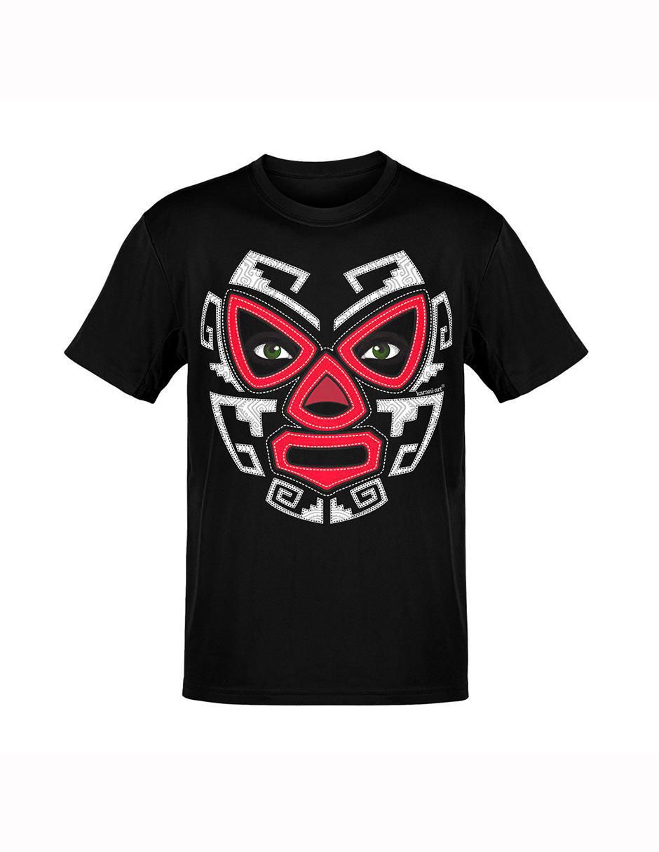 Playera Luchador Otomi Estilo Mexicano cuello redondo para hombre Playera Luchador Otomi Estilo Mexicano cuello redondo para hombre