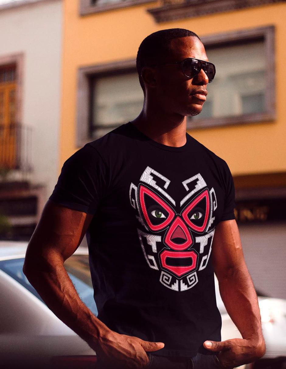 Playera Luchador Otomi Estilo Mexicano cuello redondo para hombre 2