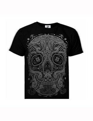 Playera Tzontli de Plata Pedrería cuello redondo para hombre Playera Tzontli de Plata Pedrería cuello redondo para hombre