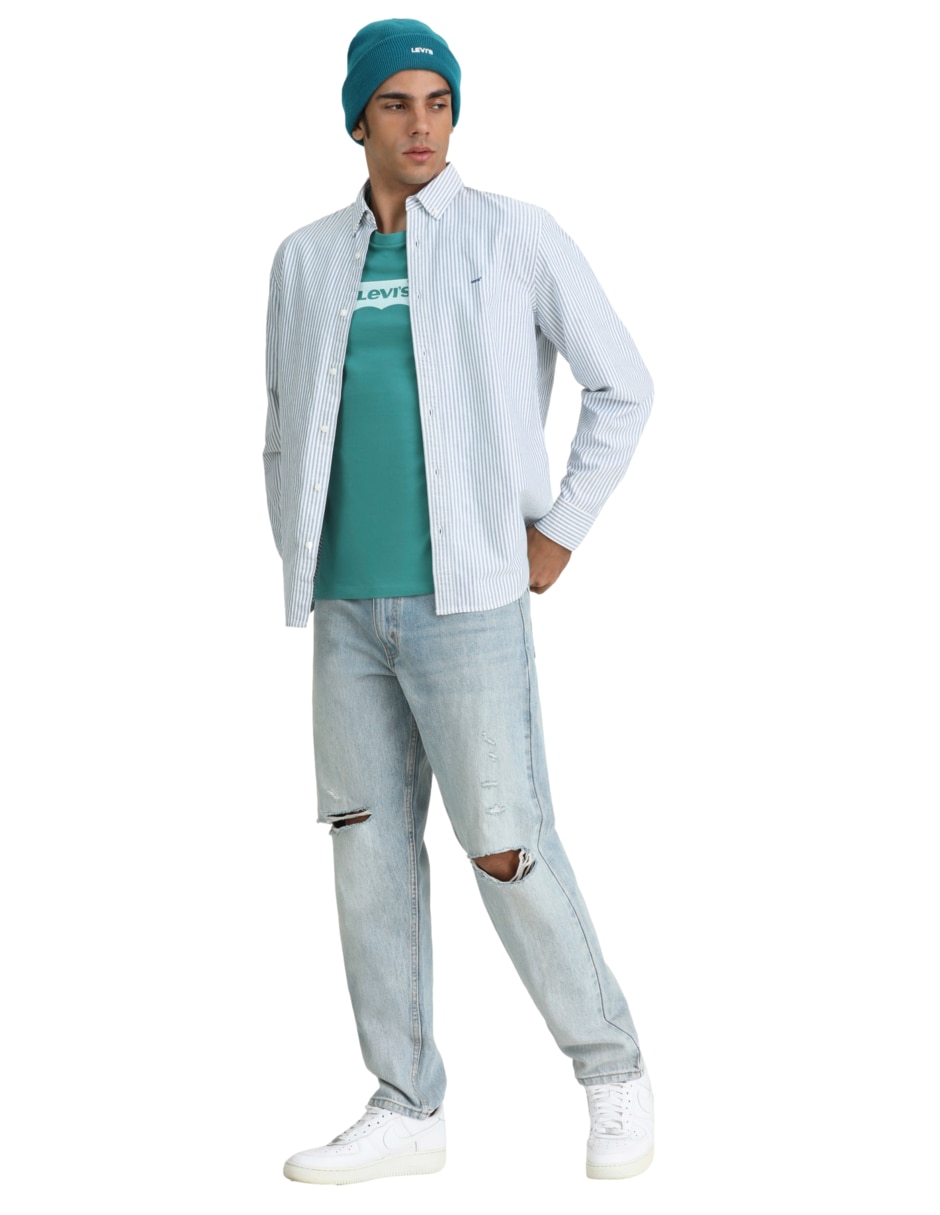 Camisa de algodón manga larga para hombre