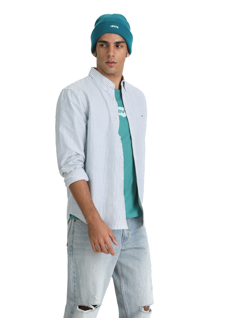 Camisa de algodón manga larga para hombre