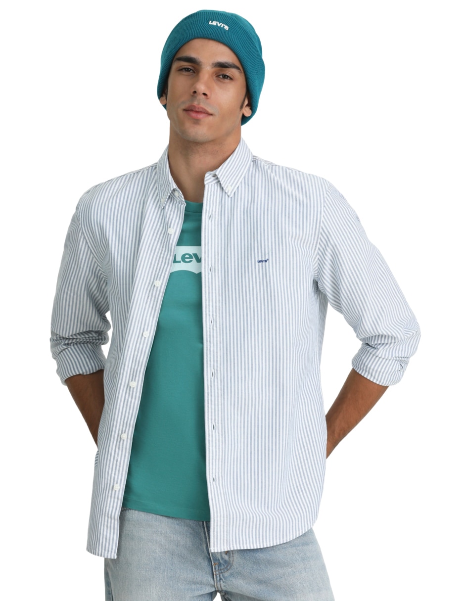 Camisa de algodón manga larga para hombre 6