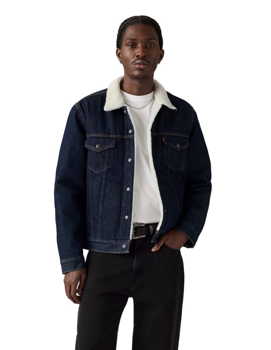 Chamarra denim con bolsillos para hombre