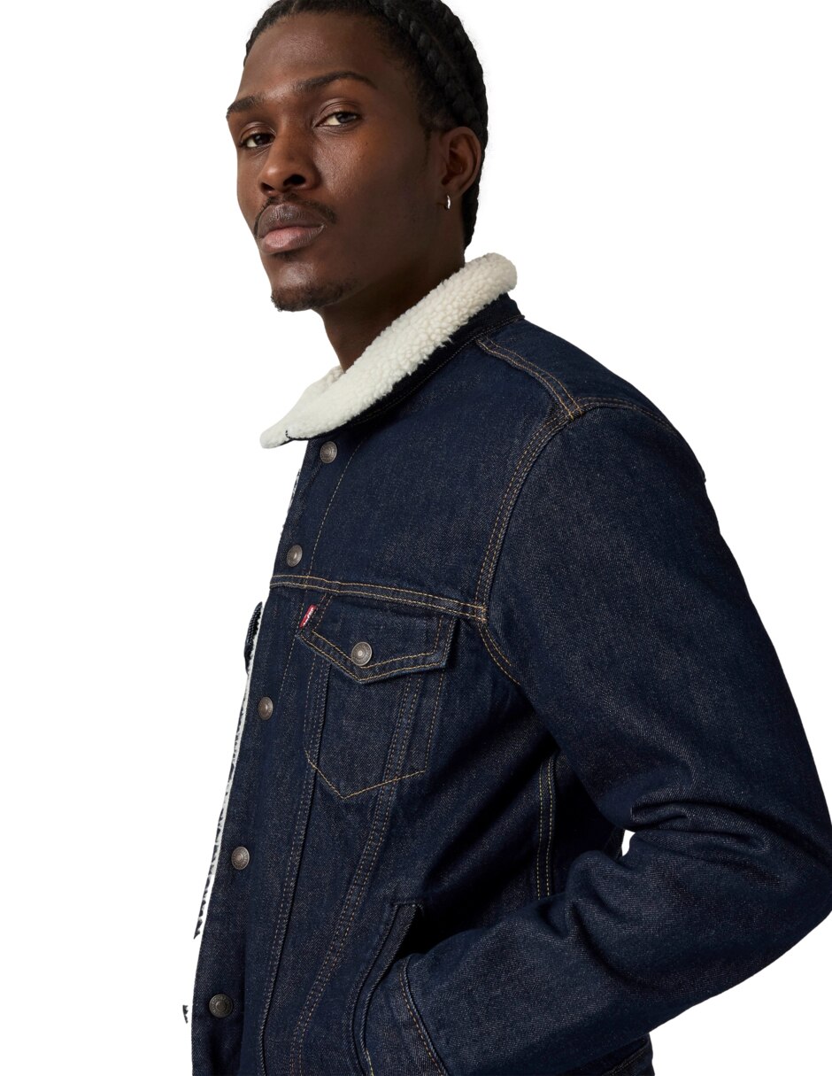 Chamarra denim con bolsillos para hombre 4