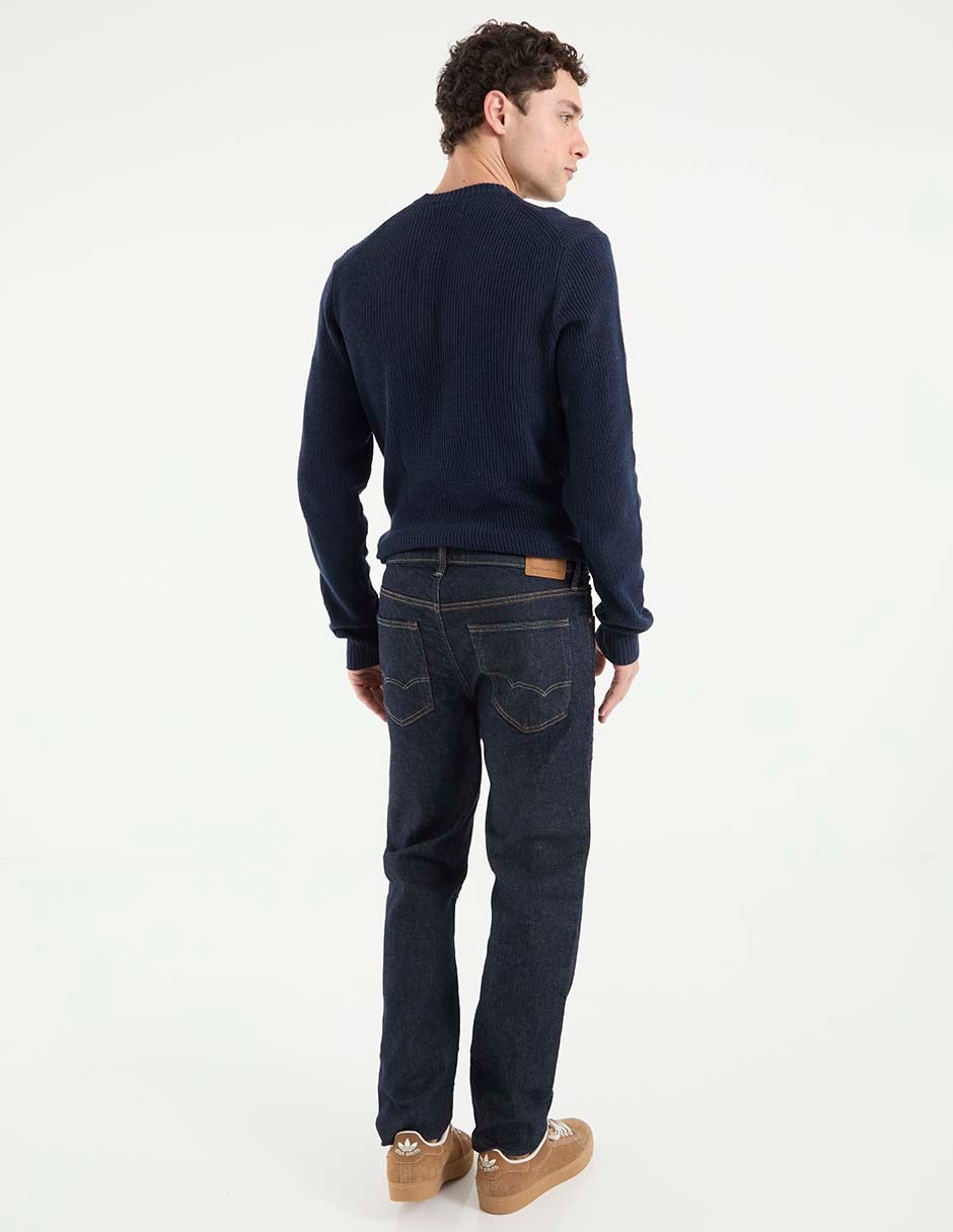 Jeans straight lavado obscuro para hombre
