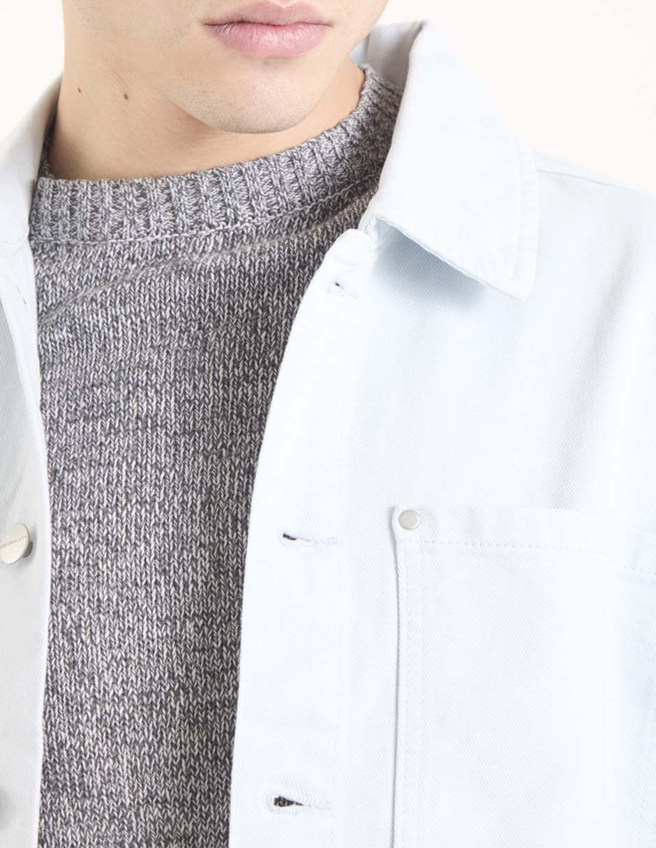 Sobrecamisa casual de algodón manga larga para hombre 4