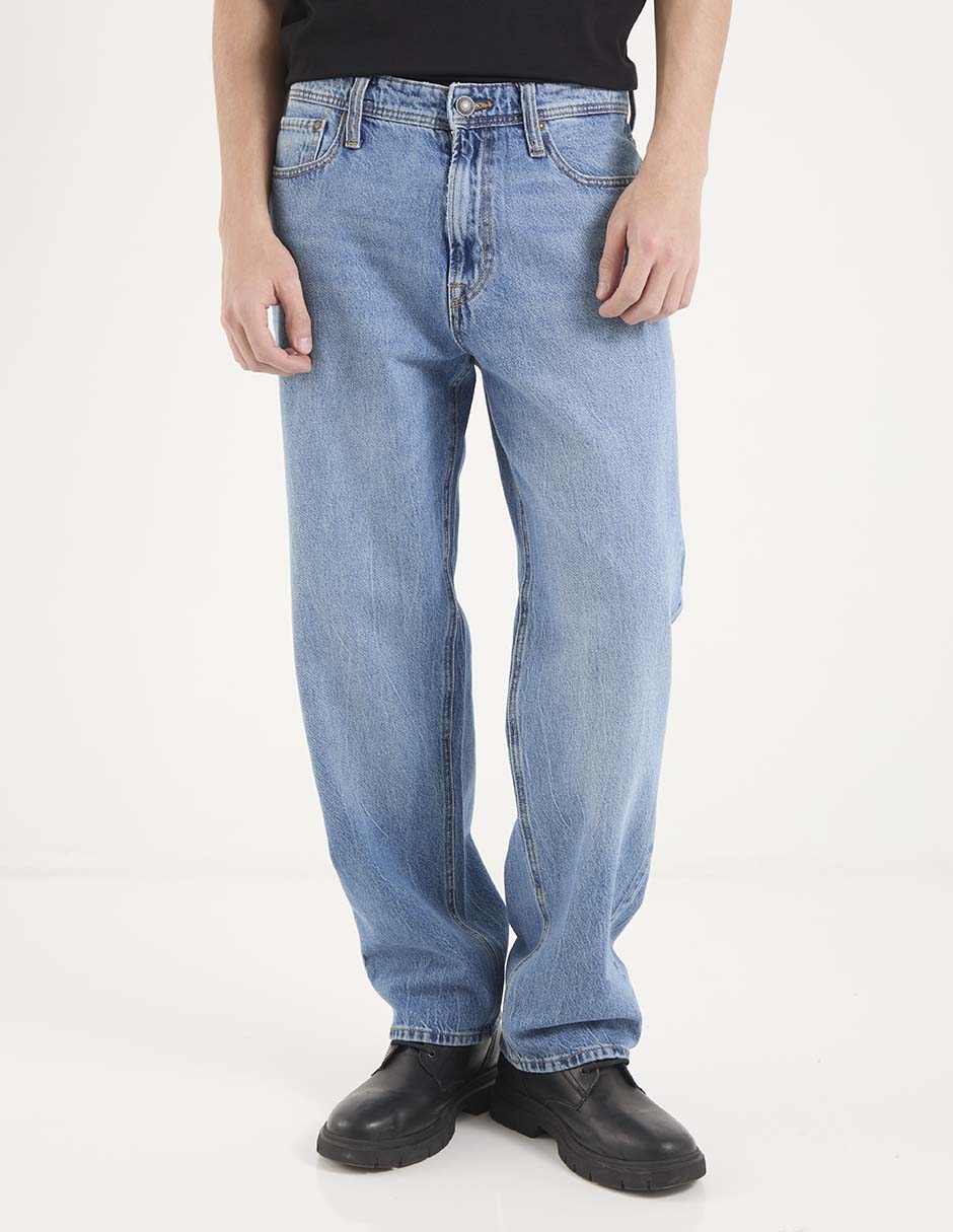Jeans straight lavado claro para hombre 1