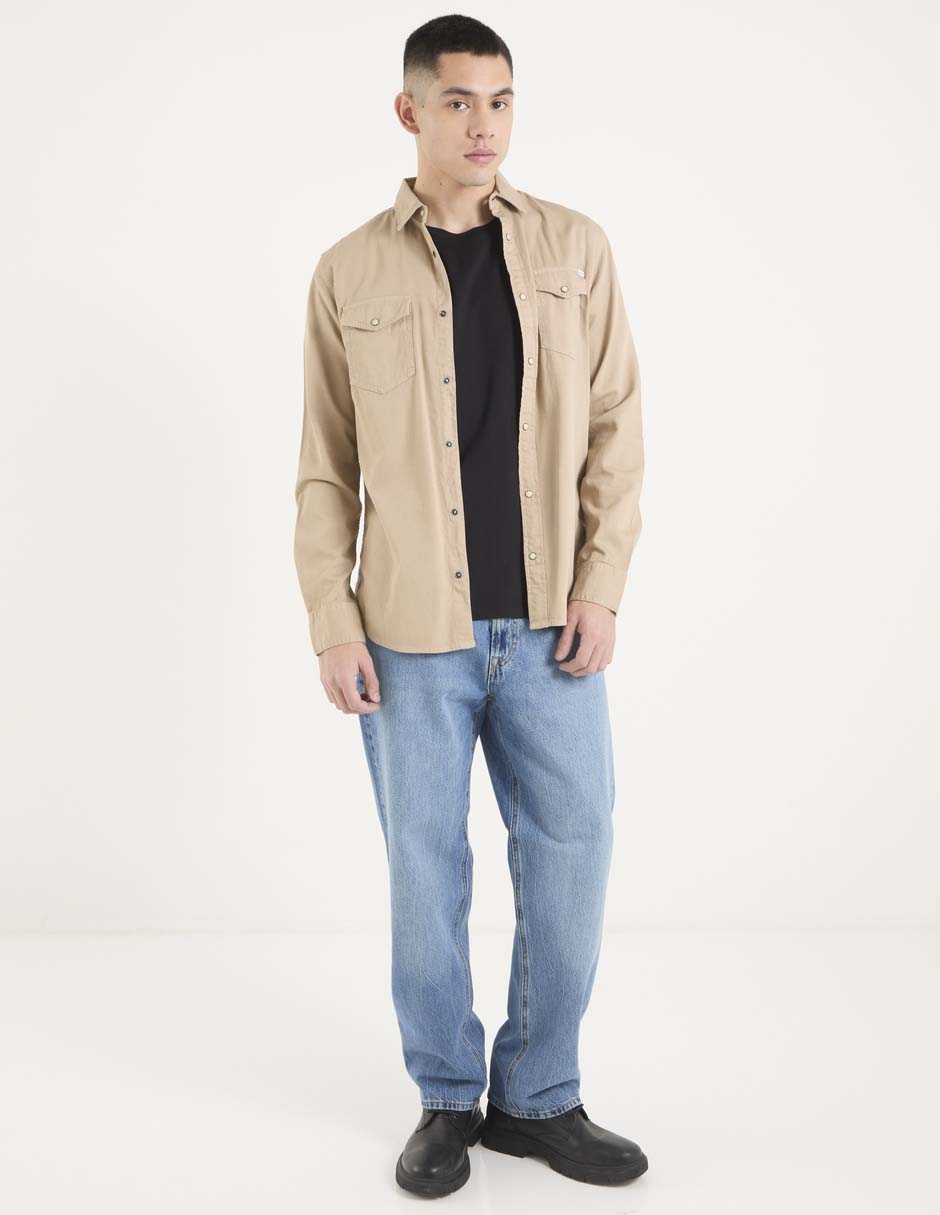 Jeans straight lavado claro para hombre 6