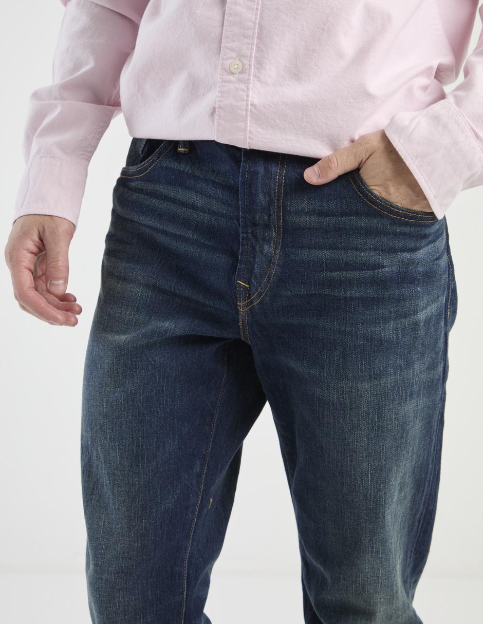Jeans straight lavado medio para hombre 2
