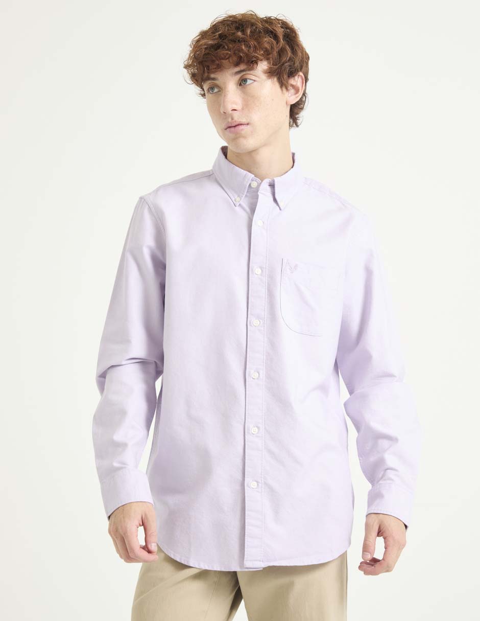 Camisa casual de algodón manga larga para hombre