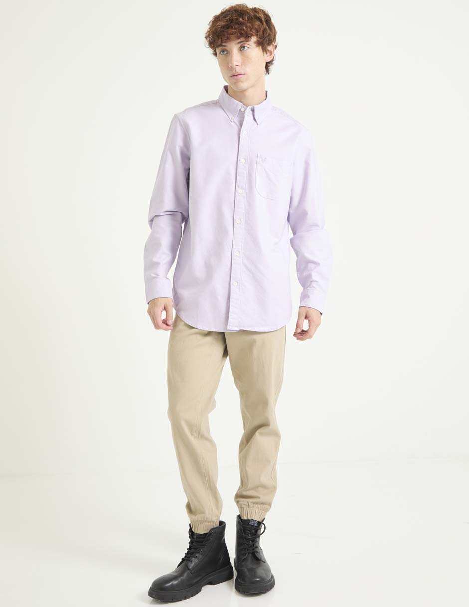 Camisa casual de algodón manga larga para hombre