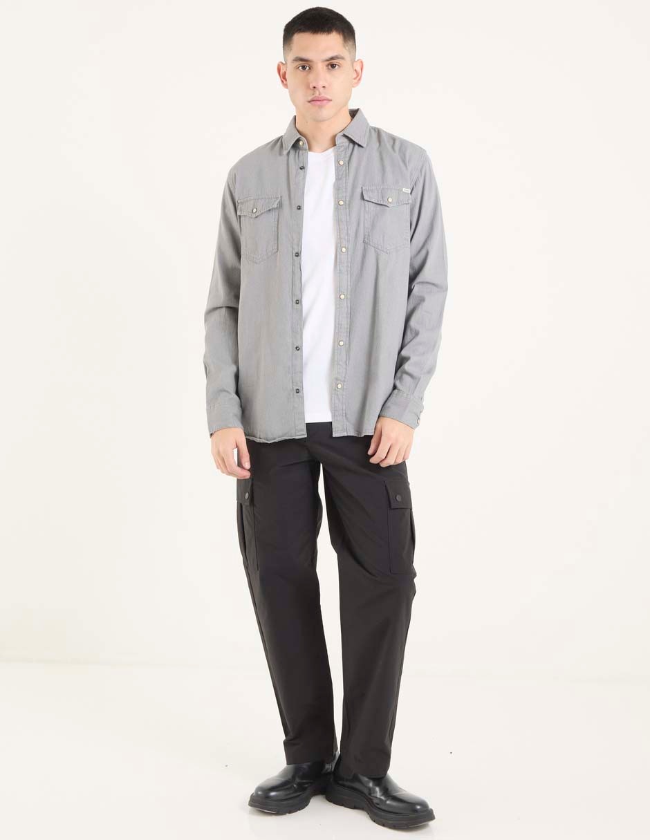 Camisa casual Jack & Jones de algodón manga larga para hombre