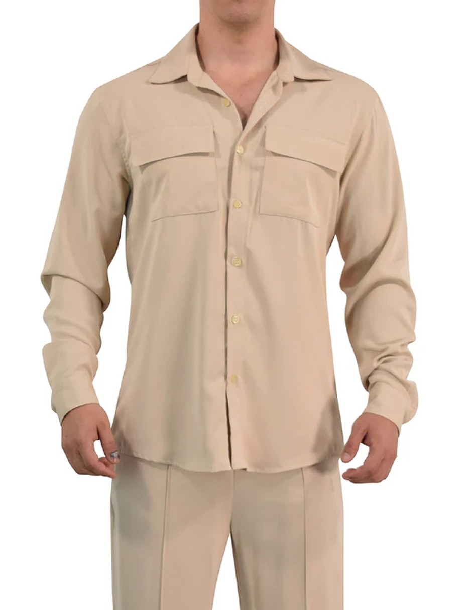 Camisa casual John Leopard manga larga para hombre