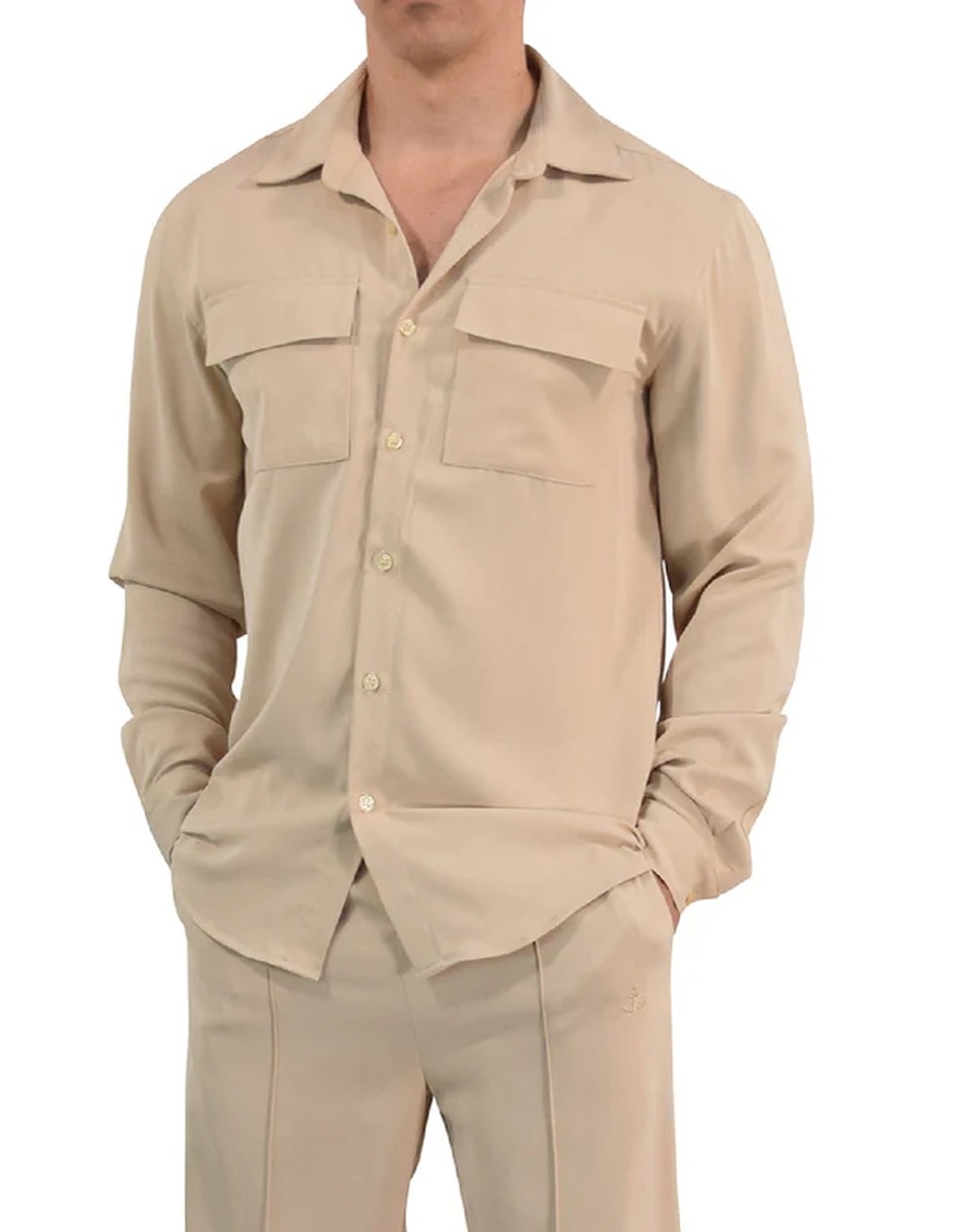 Camisa casual John Leopard manga larga para hombre