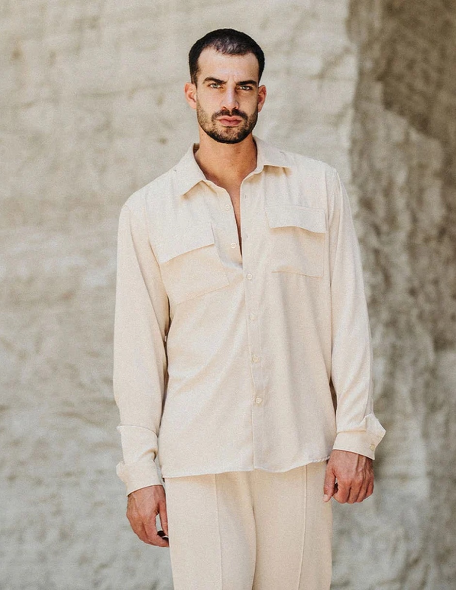 Camisa casual John Leopard manga larga para hombre